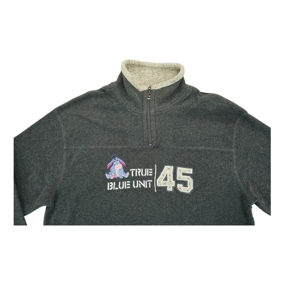 Disney Eeyore Womens Fleece Sweatshirt 1/4 Zip L‎ Gray Unit 45 Poly Blend - Picture 3 of 6